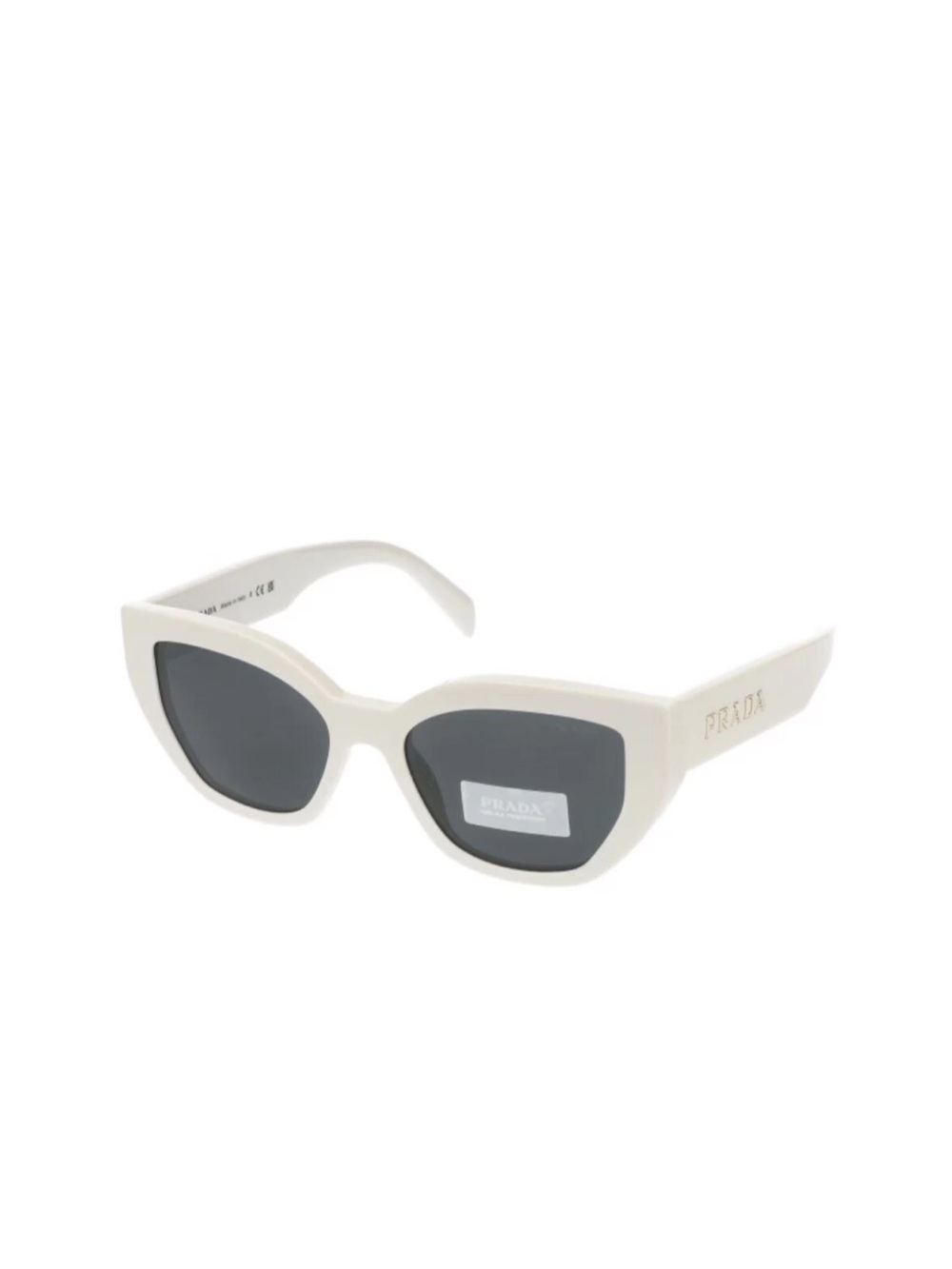 Prada White Cat-Eye Sunglasses with Black Lenses